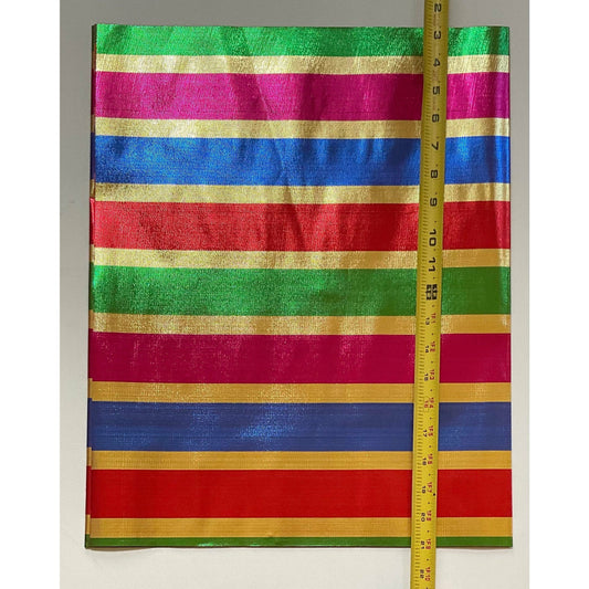 African Damask/ Metallic Jacquard/ Headtie, Gele Fabric - Gold, Red, Blue, Green, Magenta ‘Rainbow Mega’, ~2 yards