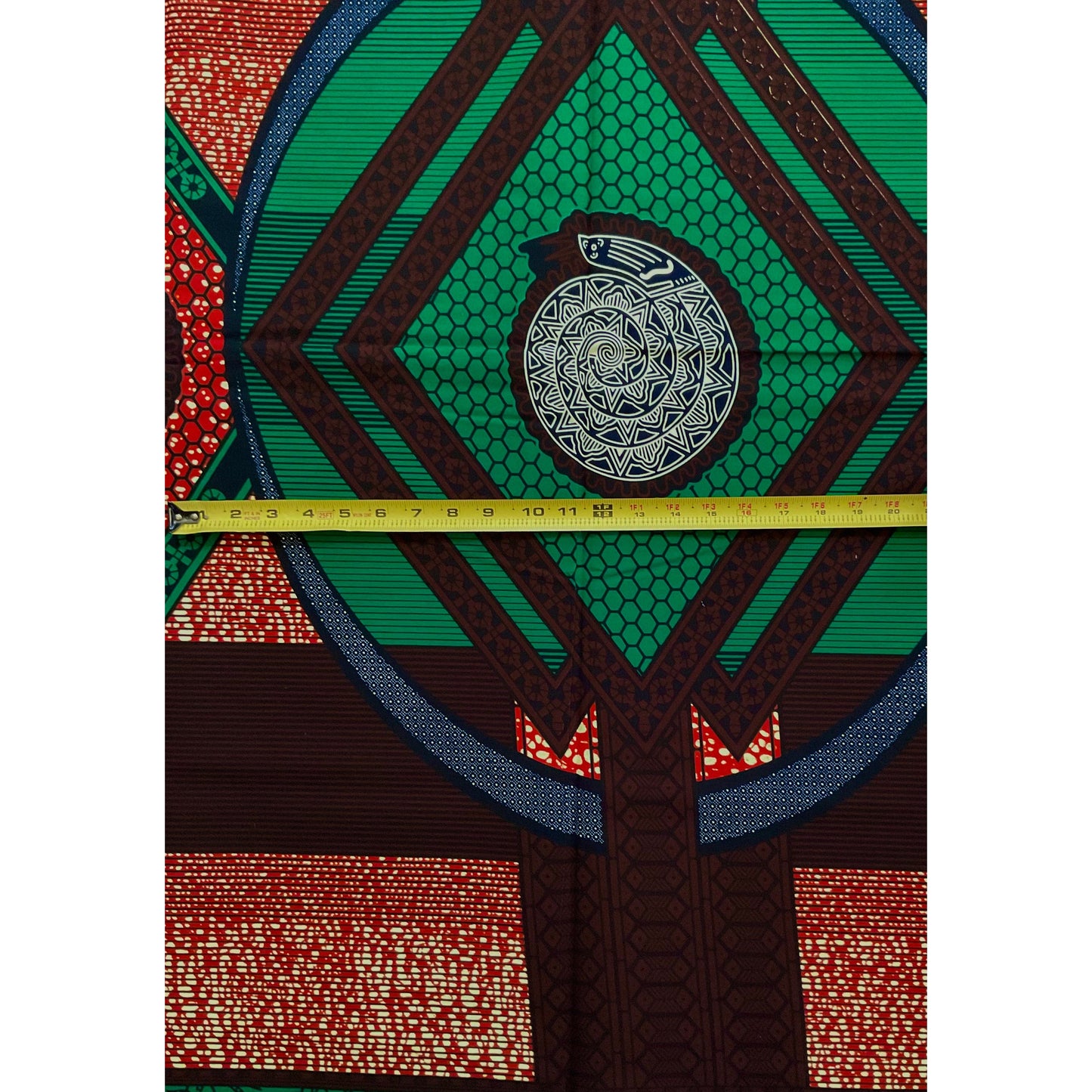 African Print Fabric/Ankara - Green, Brown "Benye Focal" Design, YARD or WHOLESALE