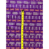 African Print, Stretch Cotton Satin Fabric- Purple, Brown, Cream "Waweru" Per Yard