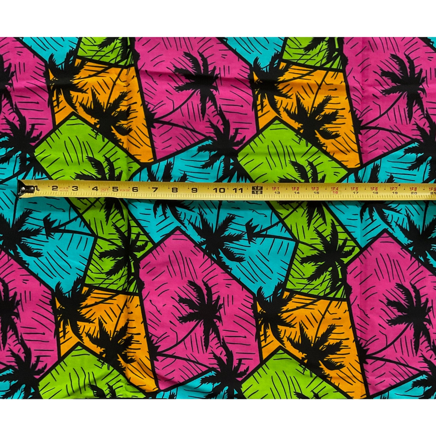 African Print Fabric/ Ankara - Pink, Green, Blue "Views from La Digue," YARD or WHOLESALE