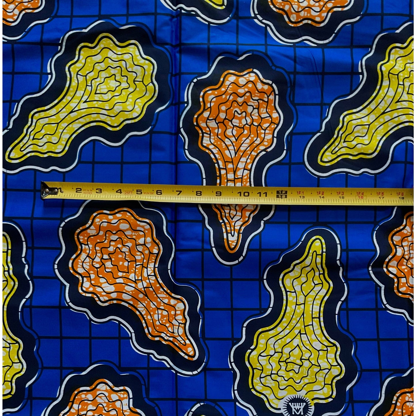 African Print Fabric/ Ankara - Blue, Yellow, Orange 'Kizzy', YARD or WHOLESALE