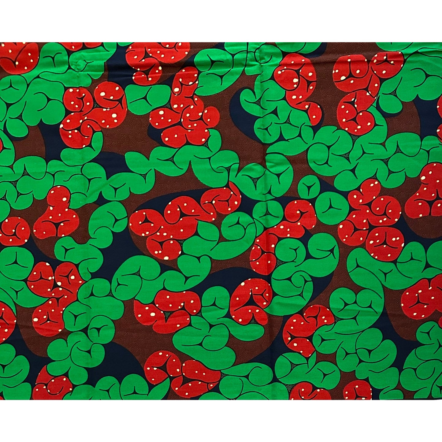 African Print Fabric/ Ankara - Brown, Green, Navy 'Knotted Compaore', YARD or WHOLESALE
