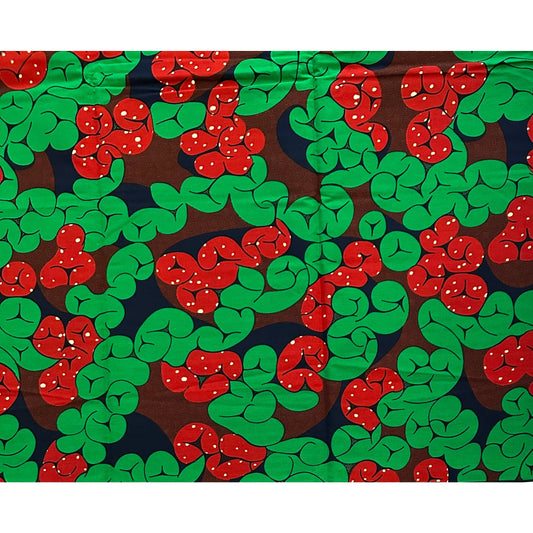 African Print Fabric/ Ankara - Brown, Green, Navy 'Knotted Compaore', YARD or WHOLESALE