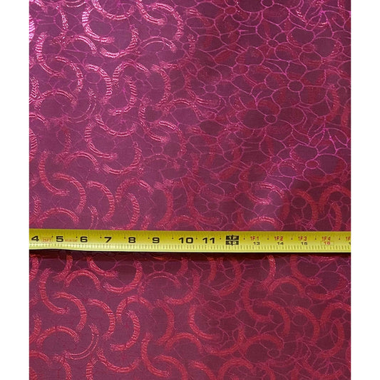 African Damask/ Metallic Jacquard/ Headtie, Gele Fabric - Plum ‘Link Up’, ~2 yards