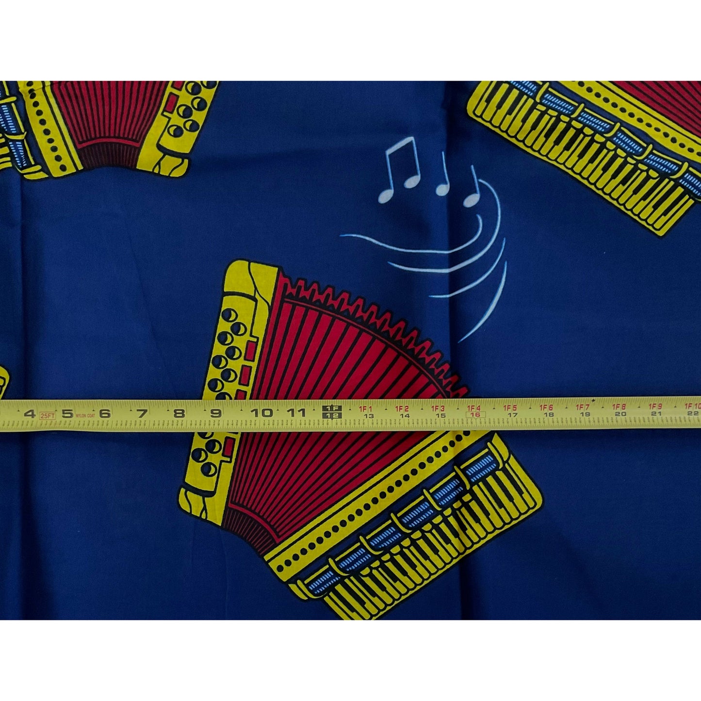 African Print Fabric/ Ankara - Blue, Red, Yellow 'Face the Music,’ YARD or WHOLESALE