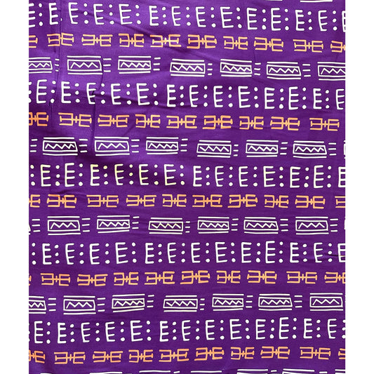 African Print, Stretch Cotton Satin Fabric- Purple, Brown, Cream "Waweru" Per Yard