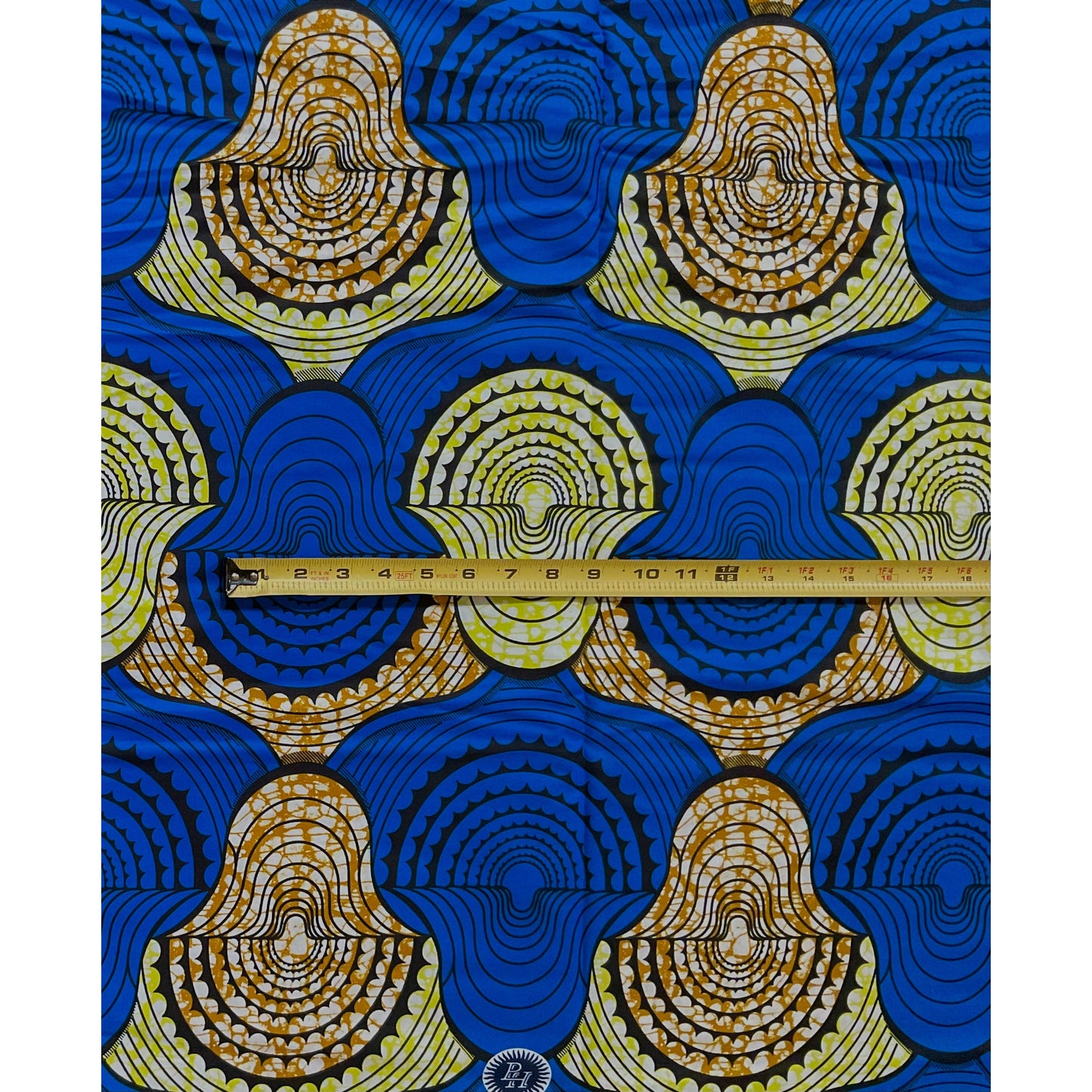 African Print Fabric/ Ankara - Blue, Chartreuse, Brown ‘Mansa' Design, YARD or WHOLESALE