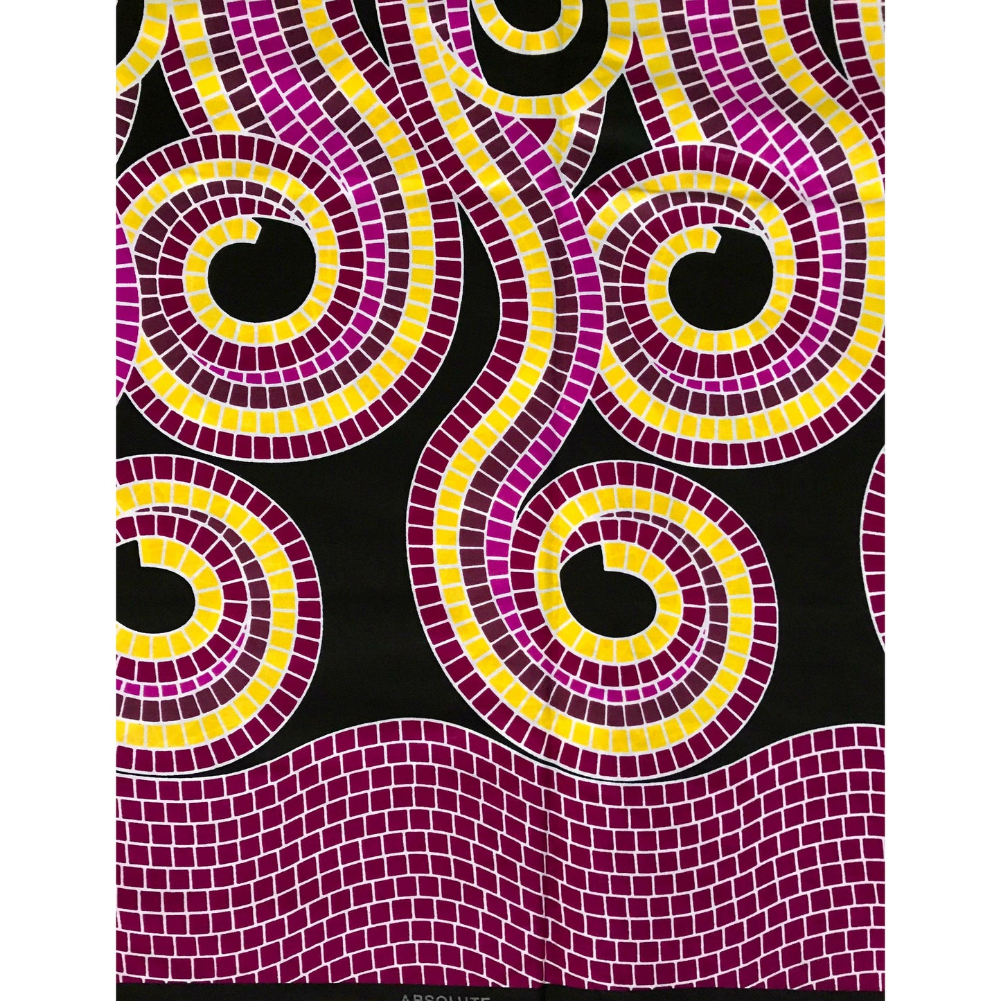 African Print Fabric/ Ankara - Purple, Yellow, Black 'Anat,' YARD or WHOLESALE