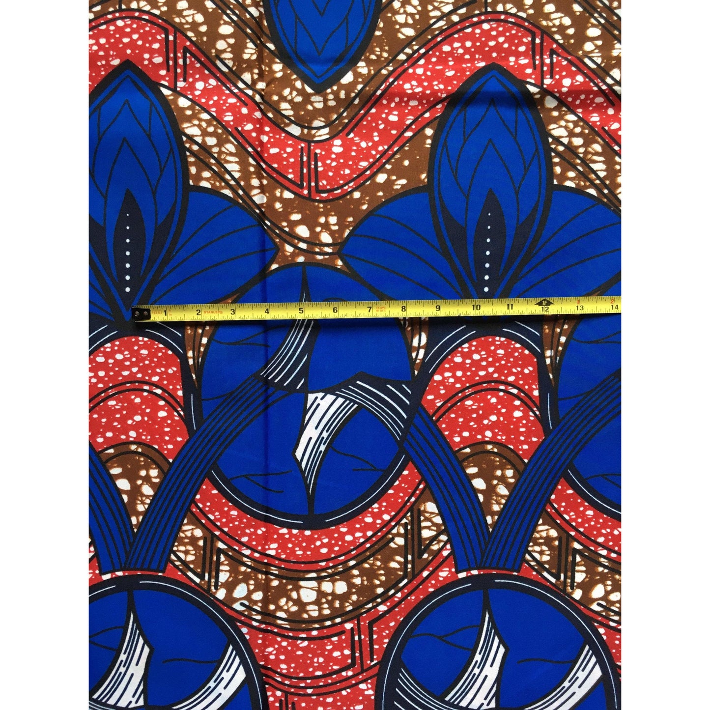 African Print Fabric/ Ankara - Blue, Red, Brown 'Berebere' Design, YARD or WHOLESALE