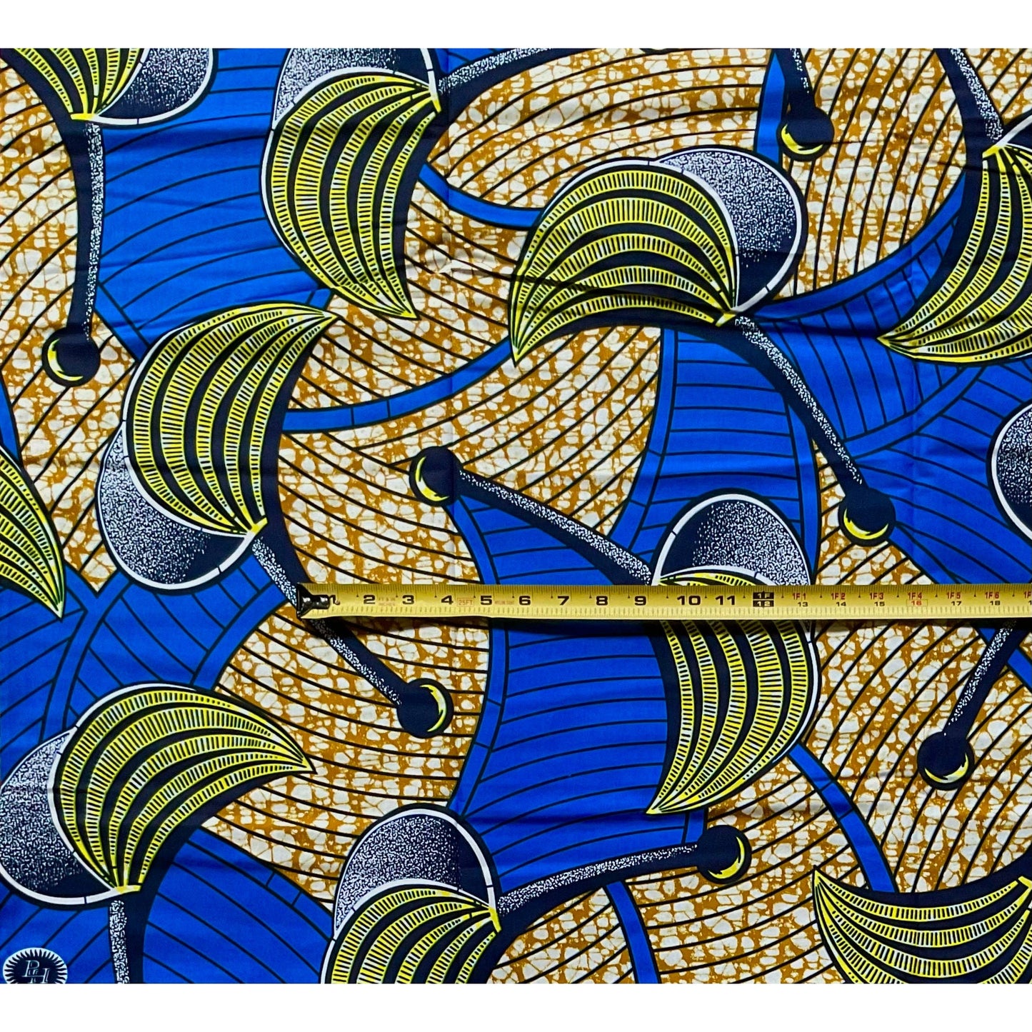 African Print Fabric/ Ankara - Blue, Yellow, Brown 'Kala So Pretty' Design, YARD or WHOLESALE