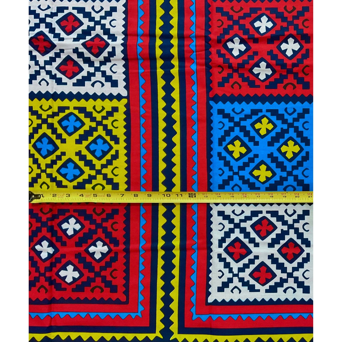 African Print Fabric/ Ankara - Red, Yellow, Blue, Navy, White 'Zulu Pop', YARD or WHOLESALE