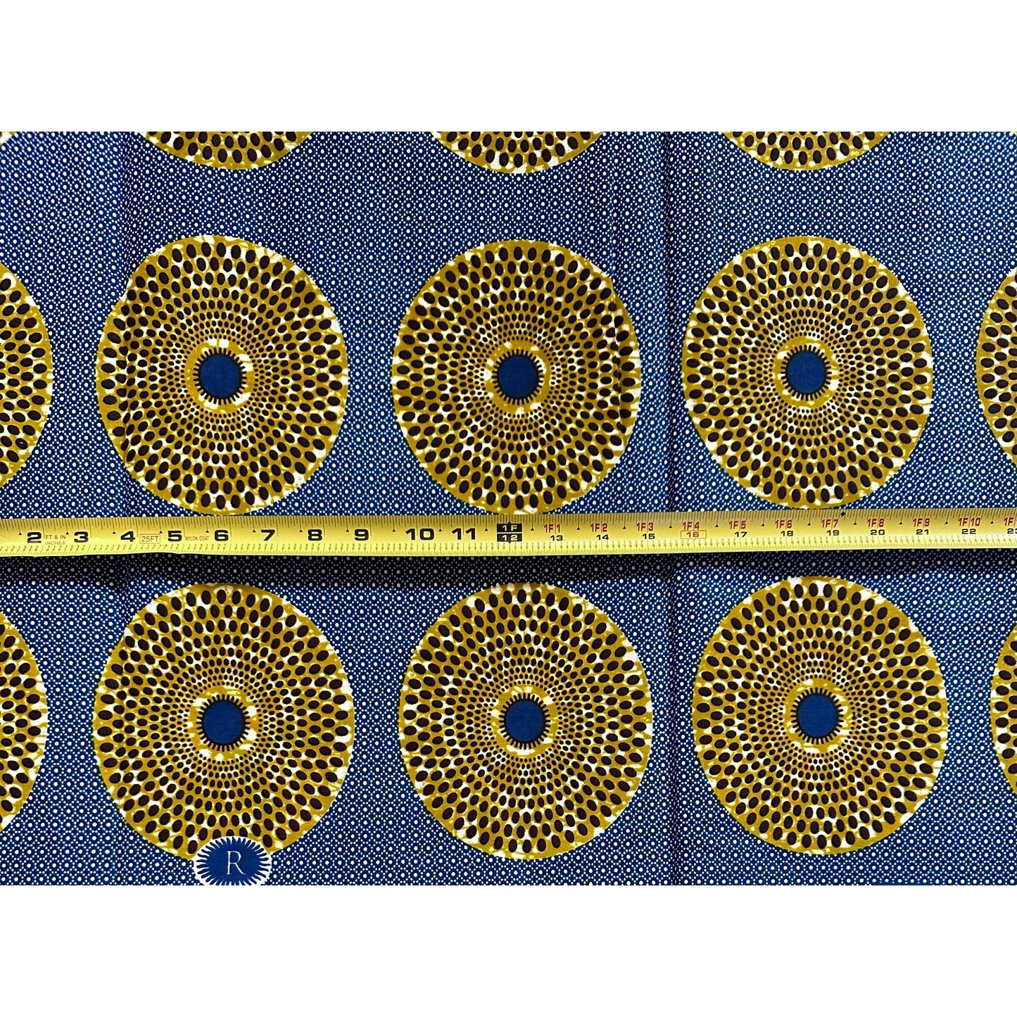 African Print Fabric/ Ankara - Navy, Brown 'Bullseye' Design, YARD or WHOLESALE