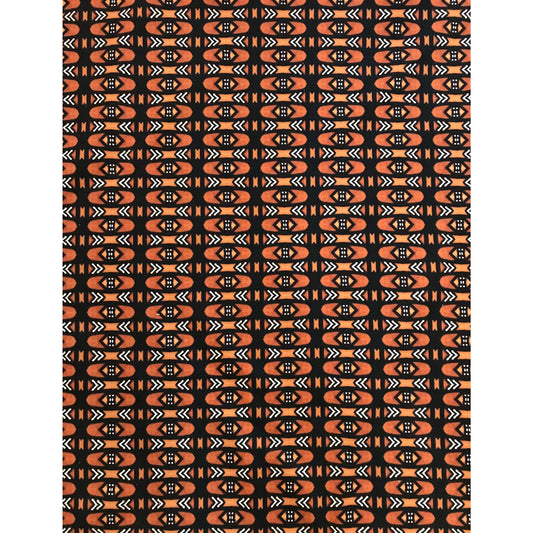 African Print, Denim/Upholstery/ Heavyweight Cotton Fabric- Brown, Black, White "Bogolanfini Mid," Per Yard