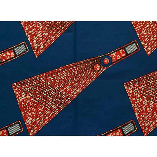 African Print Fabric/ Ankara - Brown, Blue ‘Adelaide' Design, YARD or WHOLESALE