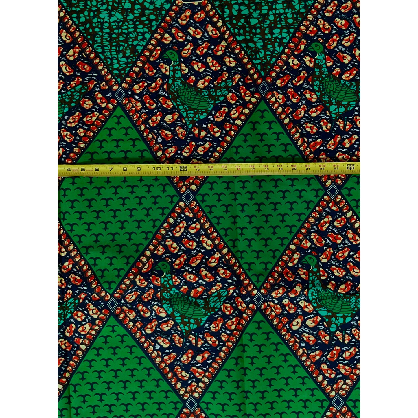 African Print Fabric/ Ankara - Green, Brown, Blue 'Turtle Dove', YARD or WHOLESALE