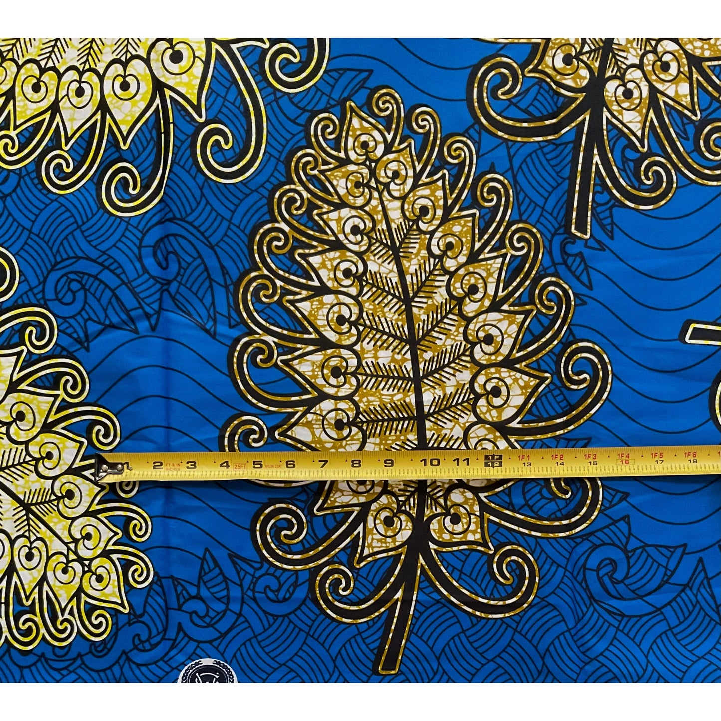 African Print Fabric/ Ankara - Blue, Brown, Yellow, Black 'Ilex' Design, YARD or WHOLESALE