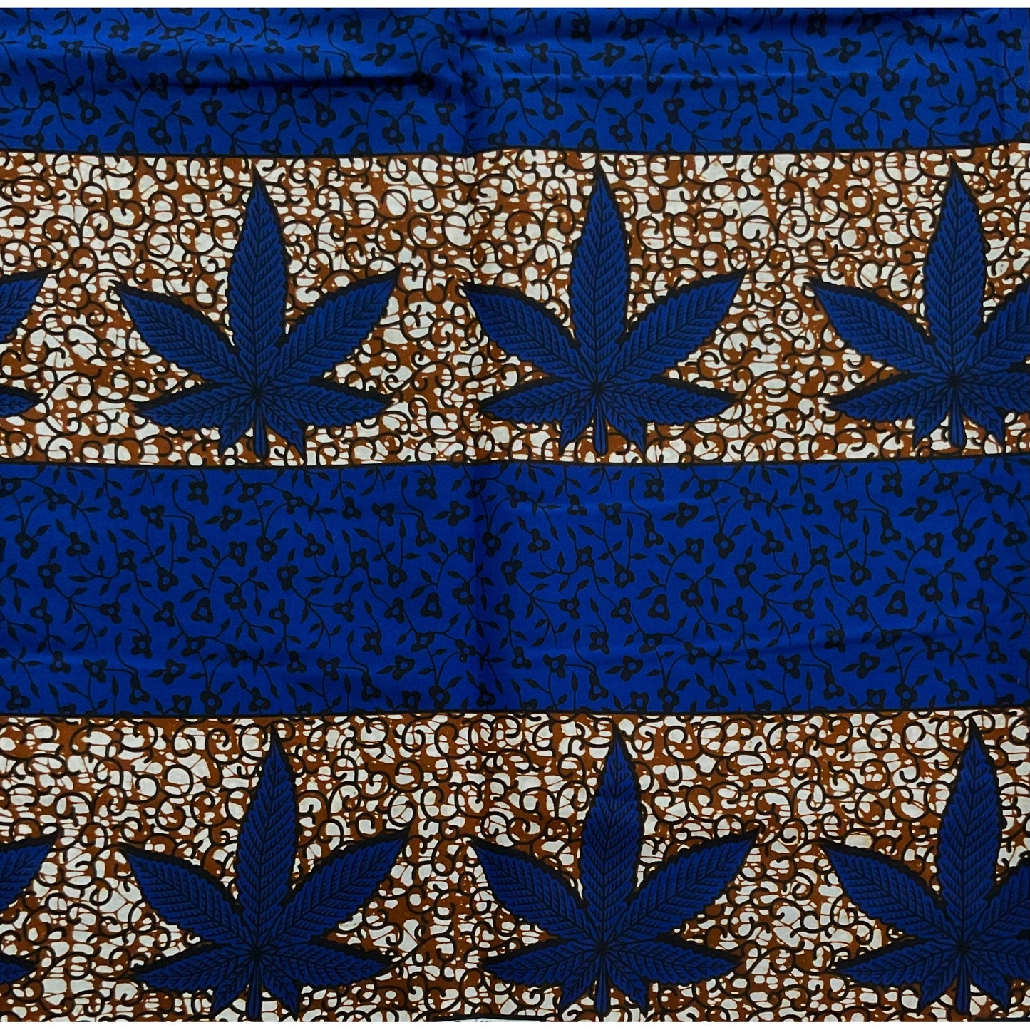 African Print Fabric/ Ankara - Blue, Brown 'Jamdown W' Design, YARD or WHOLESALE