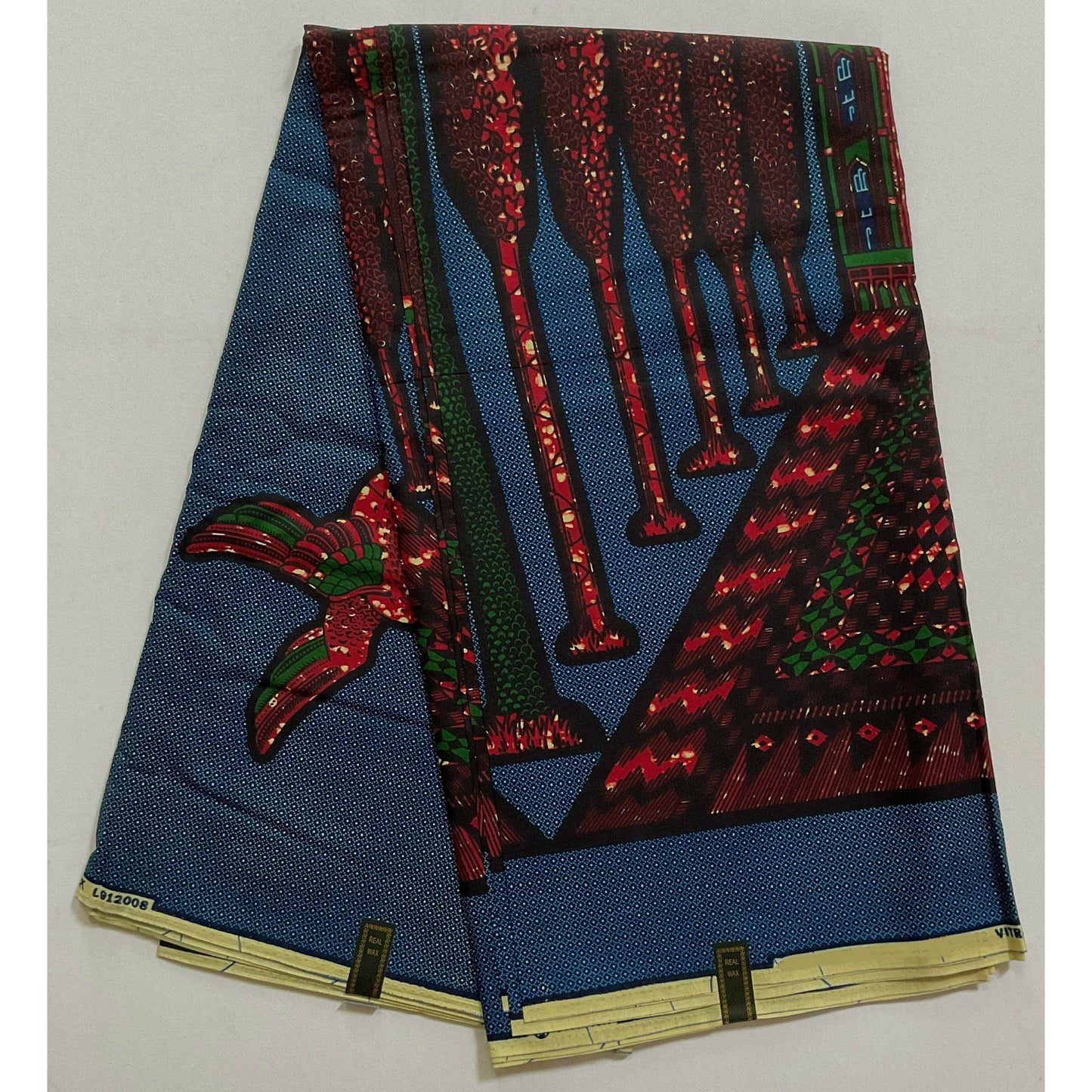 African Print Fabric/ Ankara - Green, Brown, Blue 'Jubilee Palace' Design, YARD or WHOLESALE