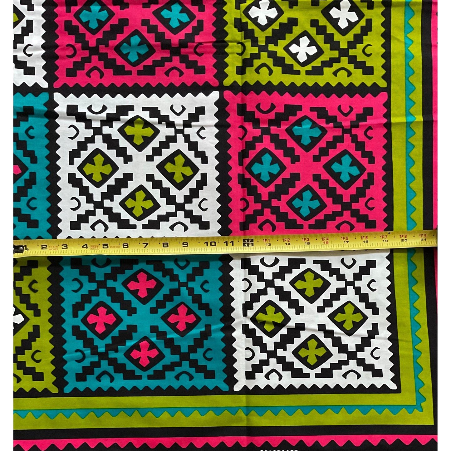 African Print Fabric/ Ankara - Green, Pink, Teal, White 'Zulu Pop', YARD or WHOLESALE