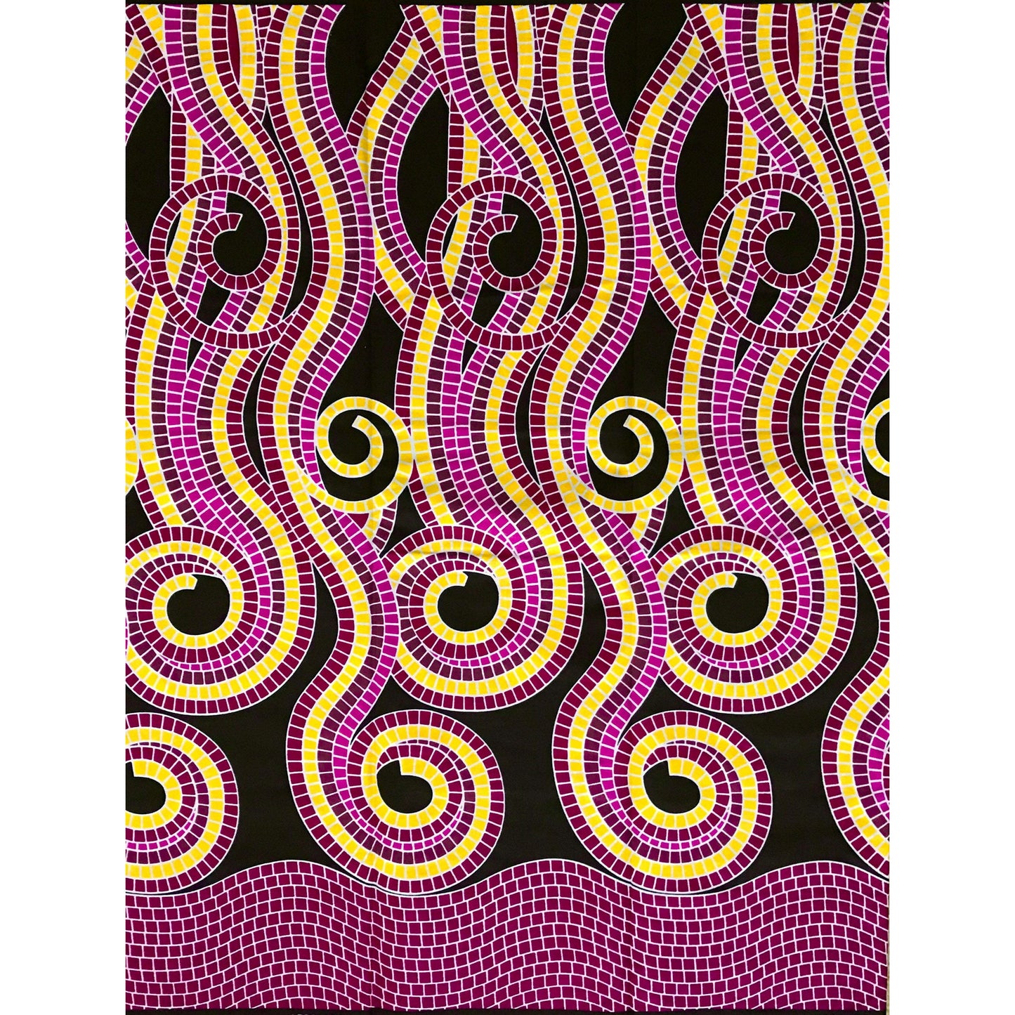 African Print Fabric/ Ankara - Purple, Yellow, Black 'Anat,' YARD or WHOLESALE