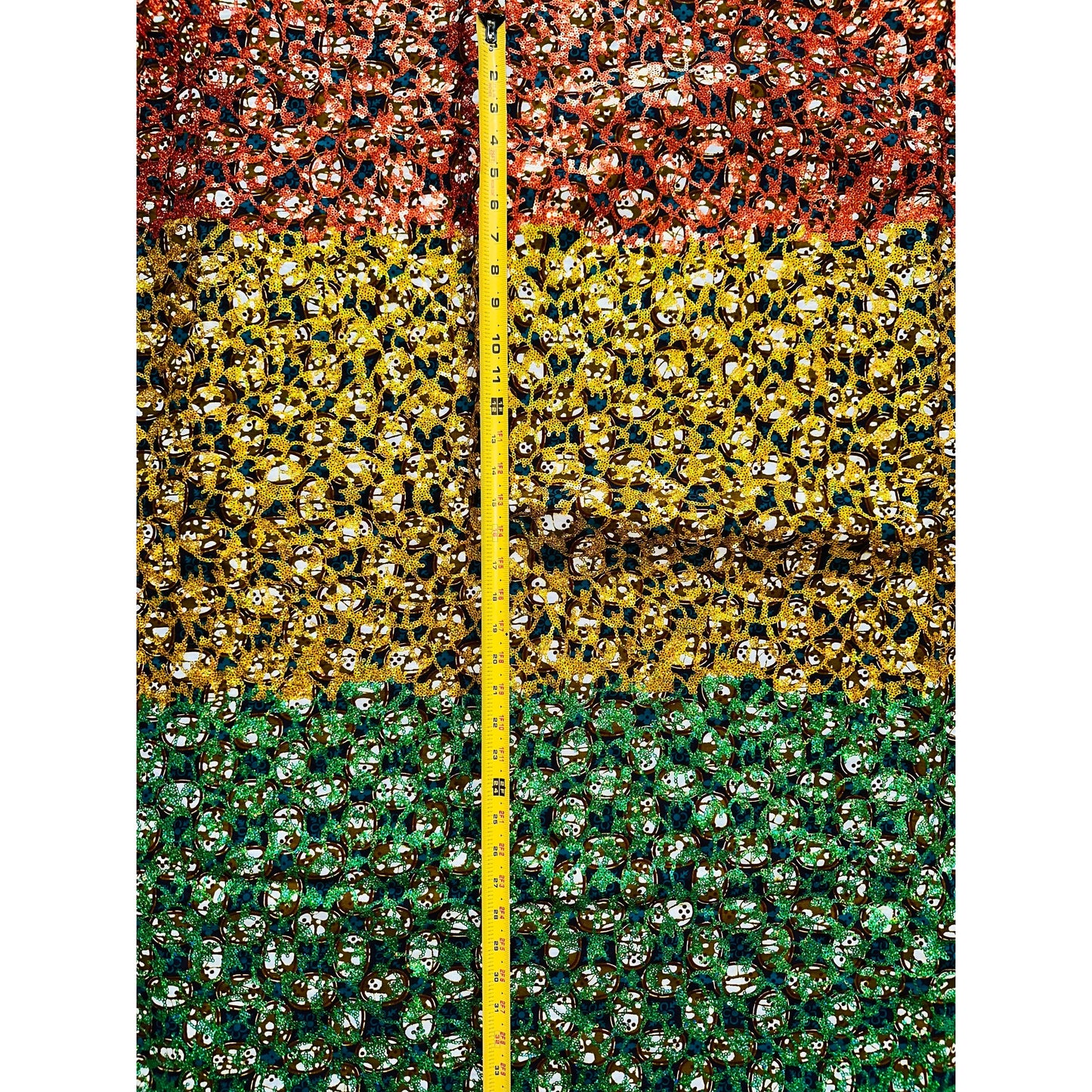 African Print Fabric/Sequined - Ankara: Green, Brown, Gold ‘Queen Saffa', Yard or Wholesale