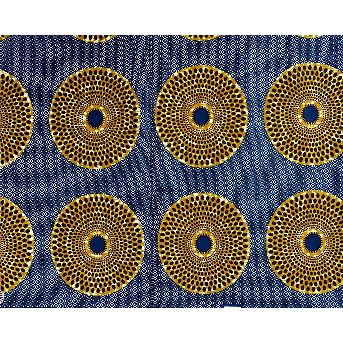 African Print Fabric/ Ankara - Navy, Brown 'Bullseye' Design, YARD or WHOLESALE