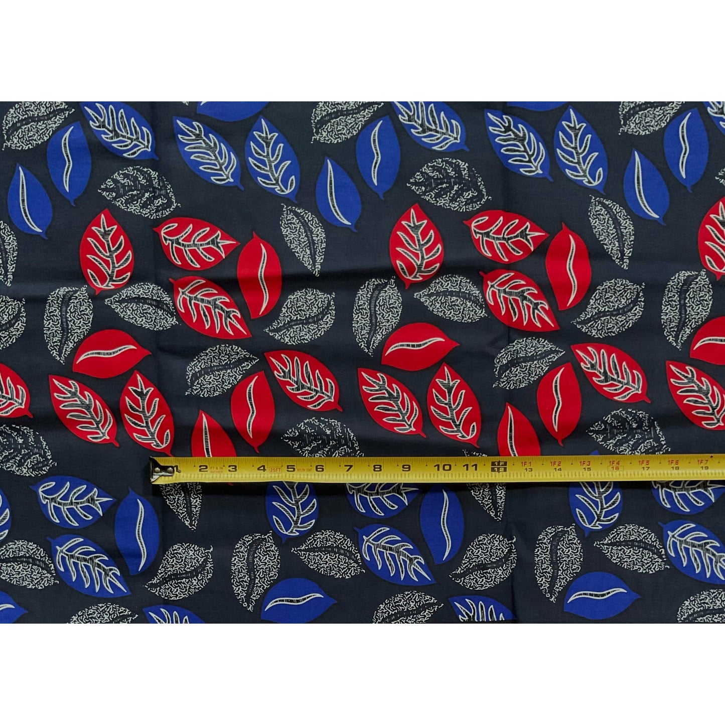African Print Fabric/ Ankara - Blue, Red, White 'Karone Embellishment' Design, YARD or WHOLESALE