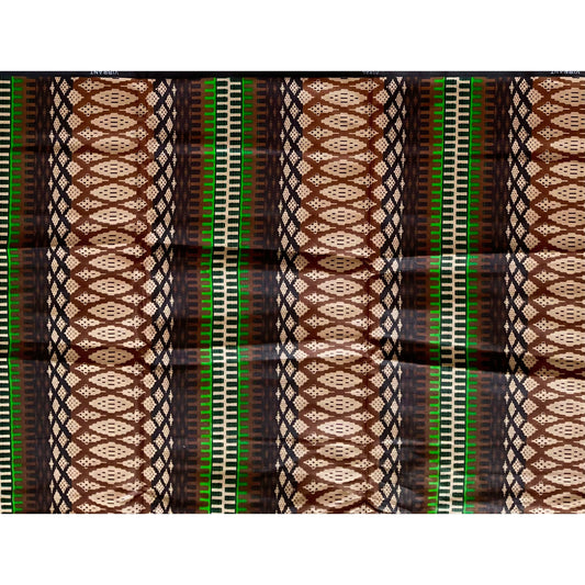 African Print Fabric/ Ankara - Brown, Green 'Glam Skin,' YARD or WHOLESALE