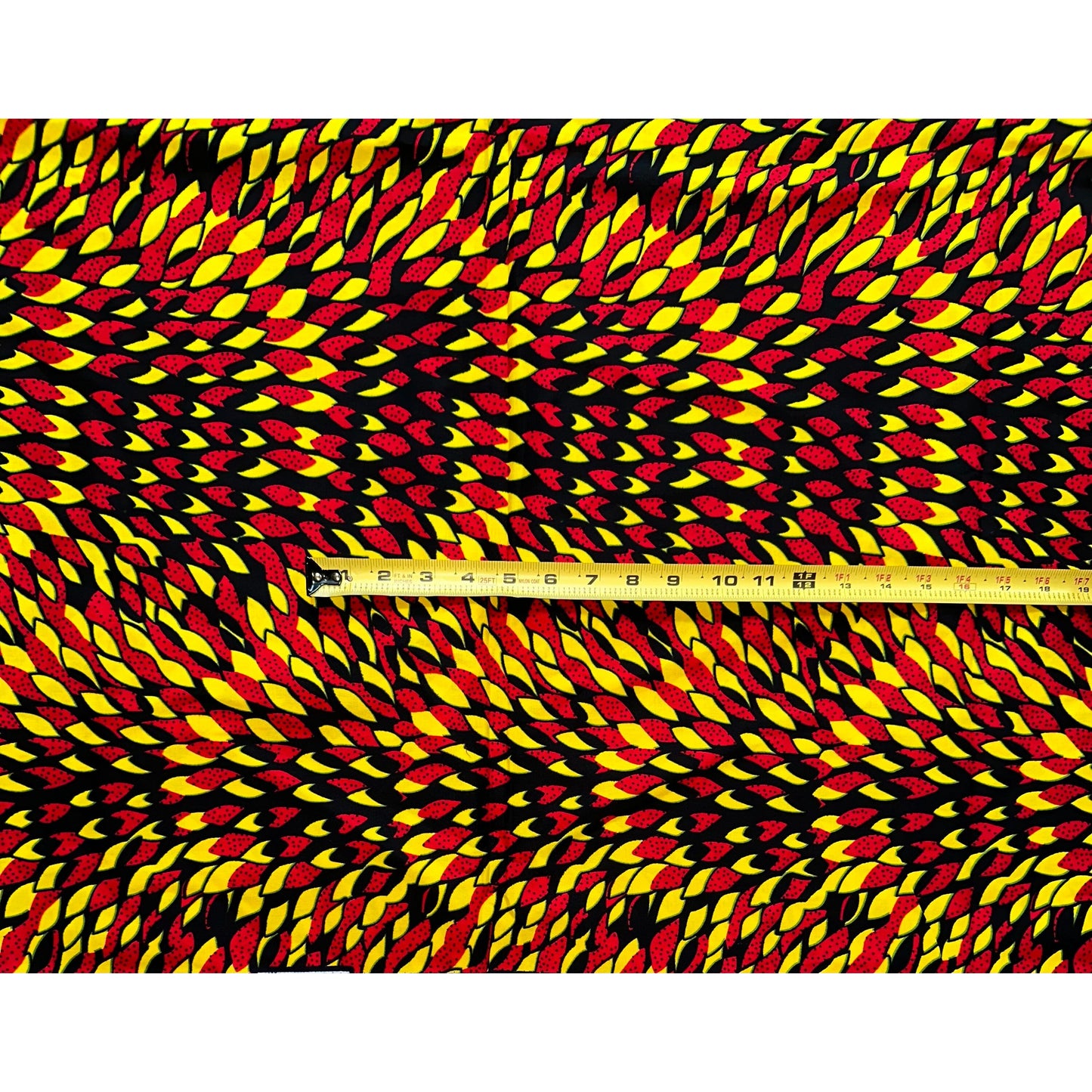 African Print Fabric/ Ankara - Red, Yellow, Black 'Dada Illusion' Design, YARD or WHOLESALE