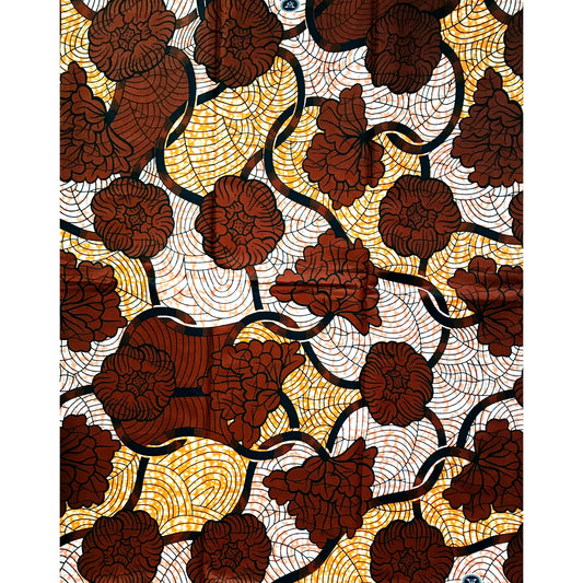 African Print Fabric/ Ankara - Brown, Coral, Orange, 'Ezana Loves,' YARD or WHOLESALE