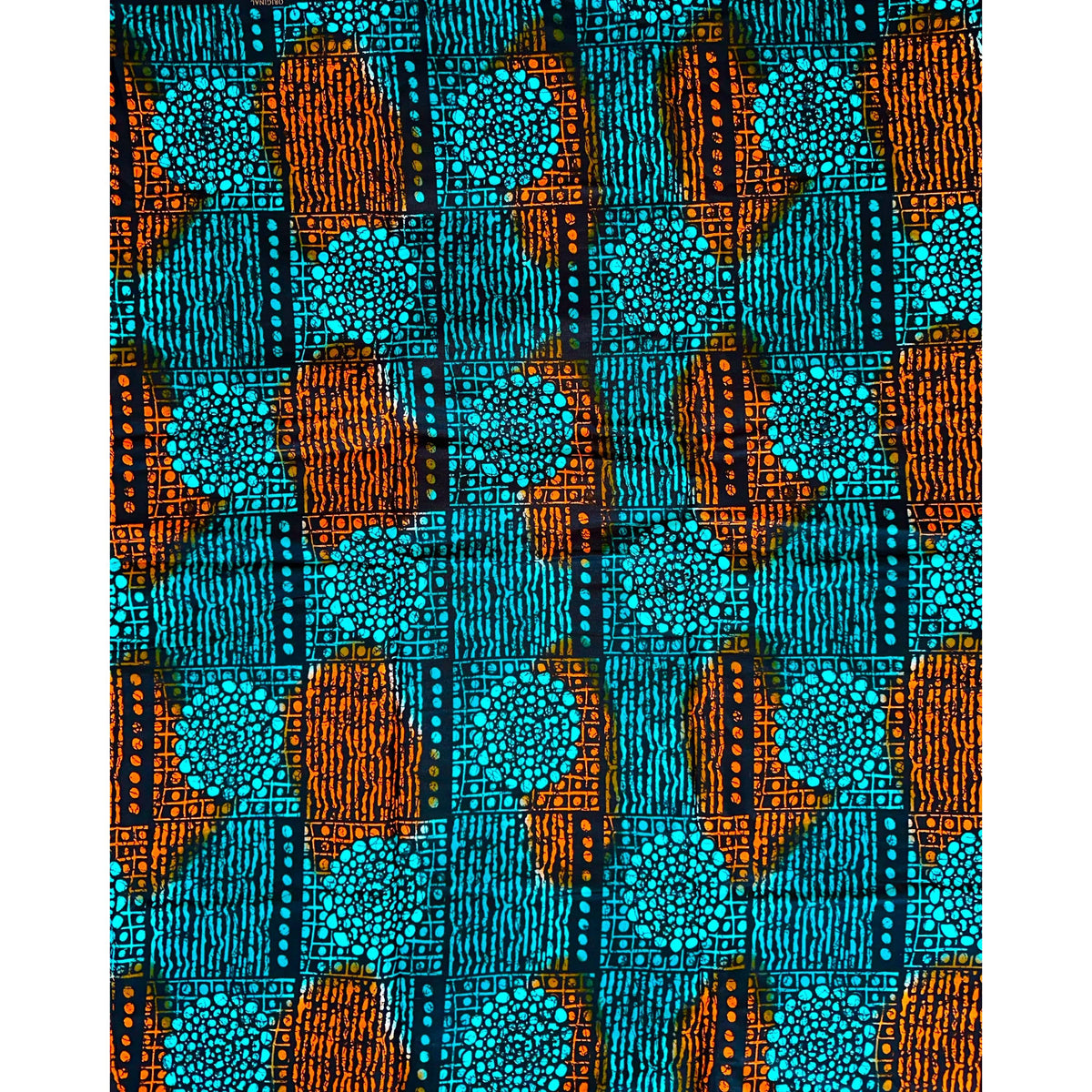 African Print Fabric/ Ankara - Teal, Orange, Black 'Sekou' Design ...