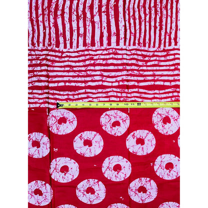 African Print Fabric/ Ankara - Red, White 'Omi Tuntun' Design, YARD or WHOLESALE