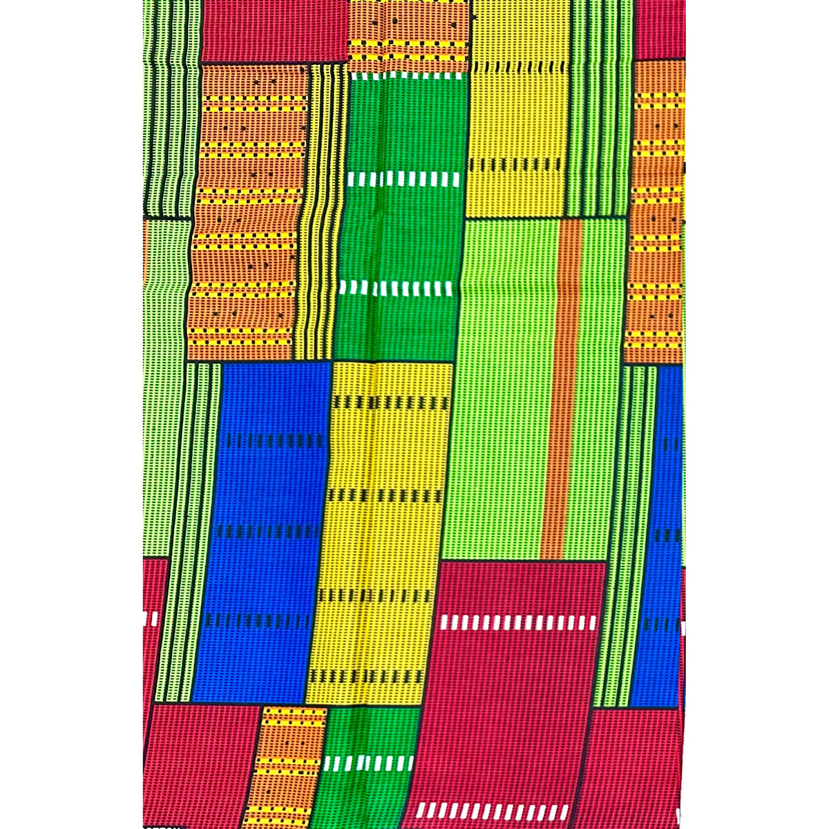 African Print Fabric/ Ankara - Red, Yellow, Green, Orange, Blue 'On the Block', YARD or WHOLESALE