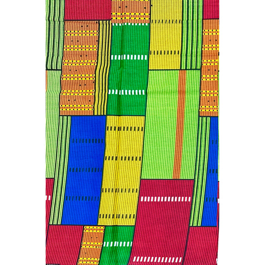 African Print Fabric/ Ankara - Red, Yellow, Green, Orange, Blue 'On the Block', YARD or WHOLESALE