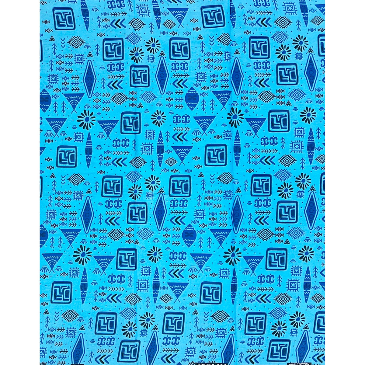 African Print Fabric/ Ankara - Blue, Black 'Say It Without Words', YARD or WHOLESALE