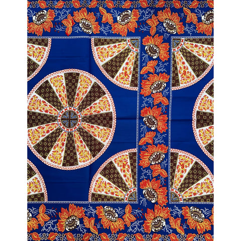 African Print Fabric/ Ankara - Blue, Red, Brown, Yellow- YARD