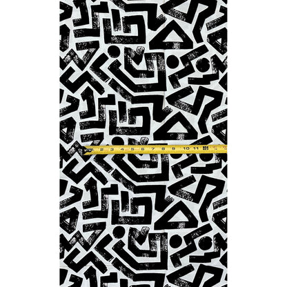 African Print Fabric/ Ankara - White, Black 'Ase Lines’, YARD or WHOLESALE