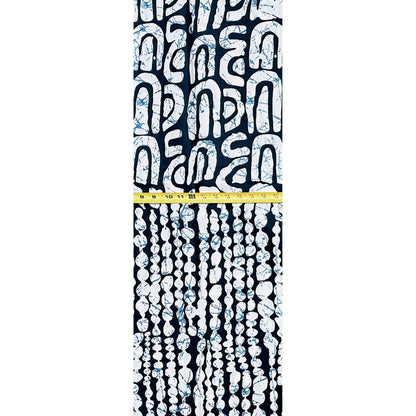 African Print Fabric/ Ankara - Black, White ‘Sunday Cipher' Design, YARD or WHOLESALE