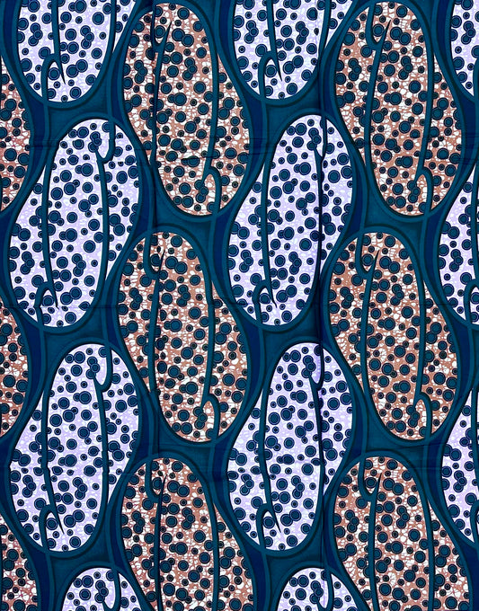African Print Fabric/ Ankara - Purple, Brown, Green ‘The Shape of Tomorrow' Design, 1 YARD