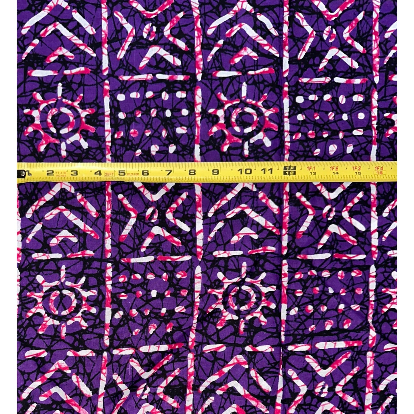 African Print Fabric/ Ankara - Purple, Magenta, Black 'Bola Code' Design, YARD or WHOLESALE