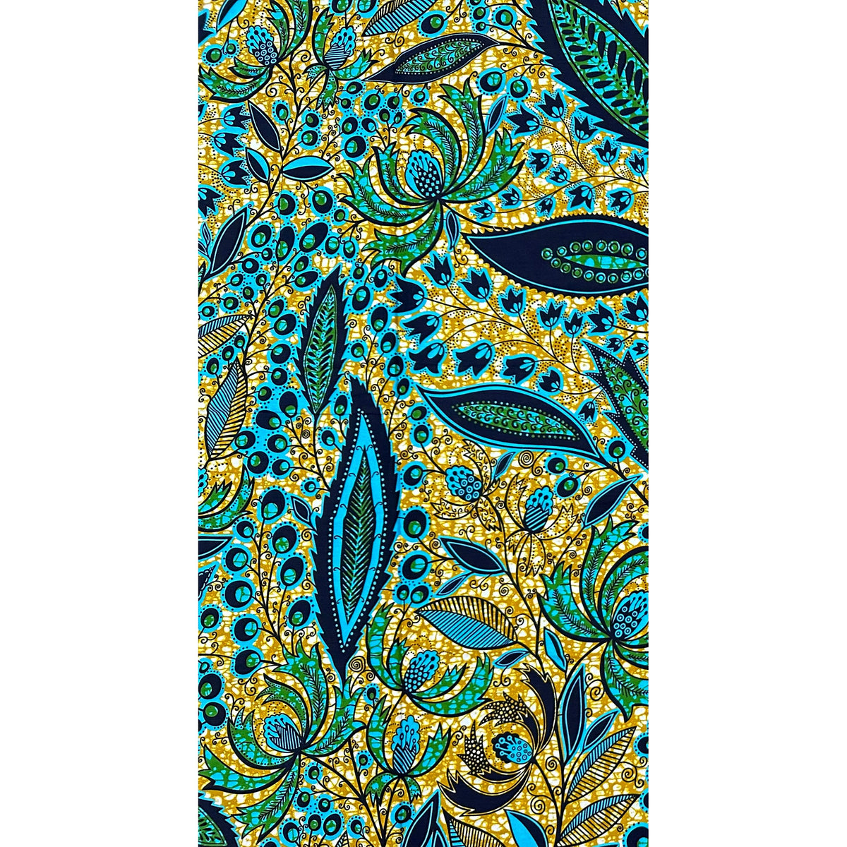 African Print Fabric/Ankara - Blue, Brown, Green 'Petal Theory', YARD or WHOLESALE