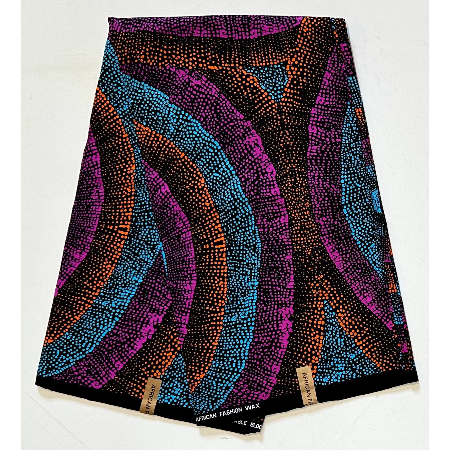 African Print Fabric/Ankara - Blue, Orange, Purple ‘Omo Legacy' Design, YARD or WHOLESALE