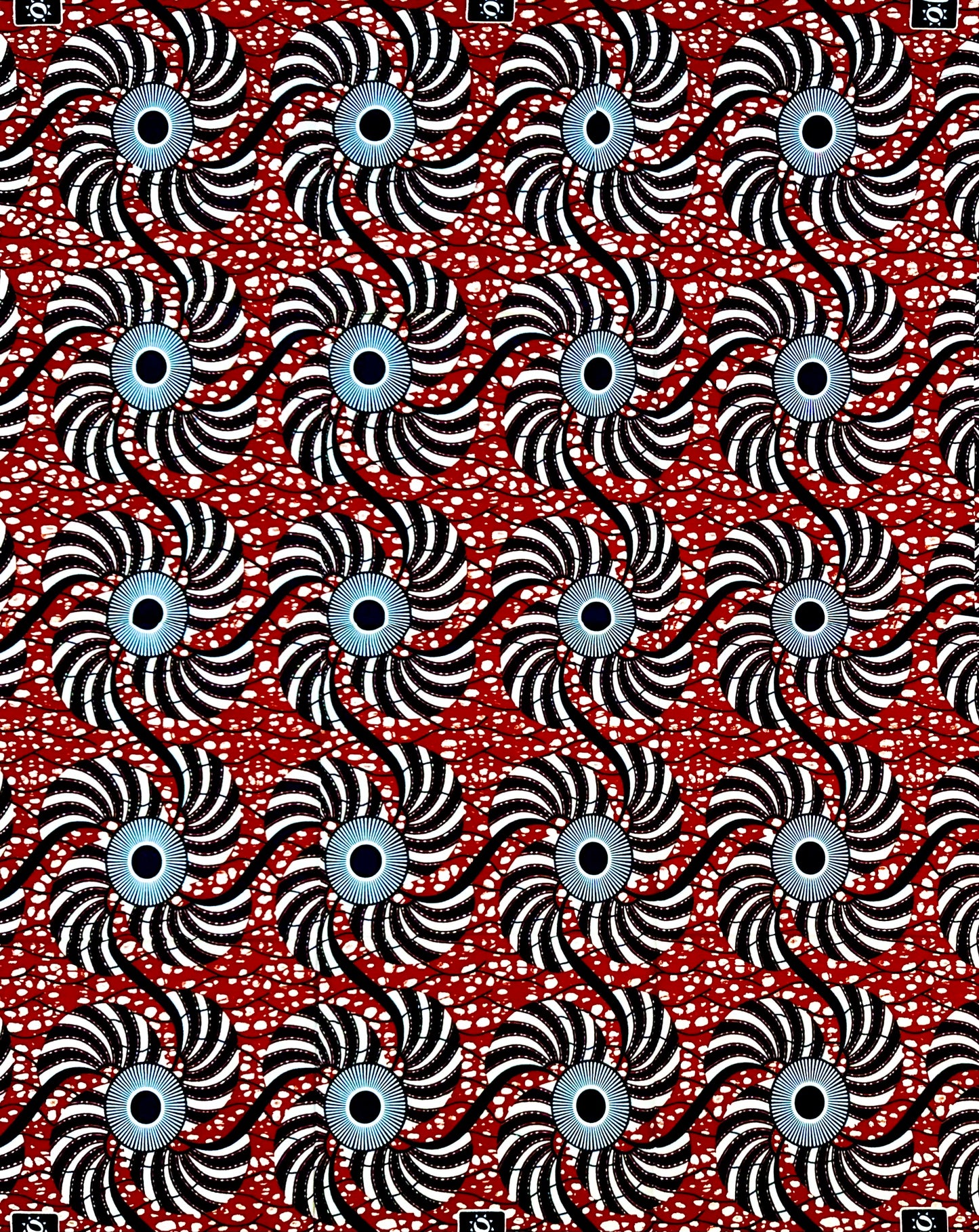 African Print Fabric/ Ankara - Brown, Navy 'Spinna,’ YARD
