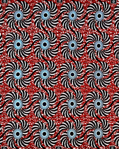 African Print Fabric/ Ankara - Brown, Navy 'Spinna,’ YARD