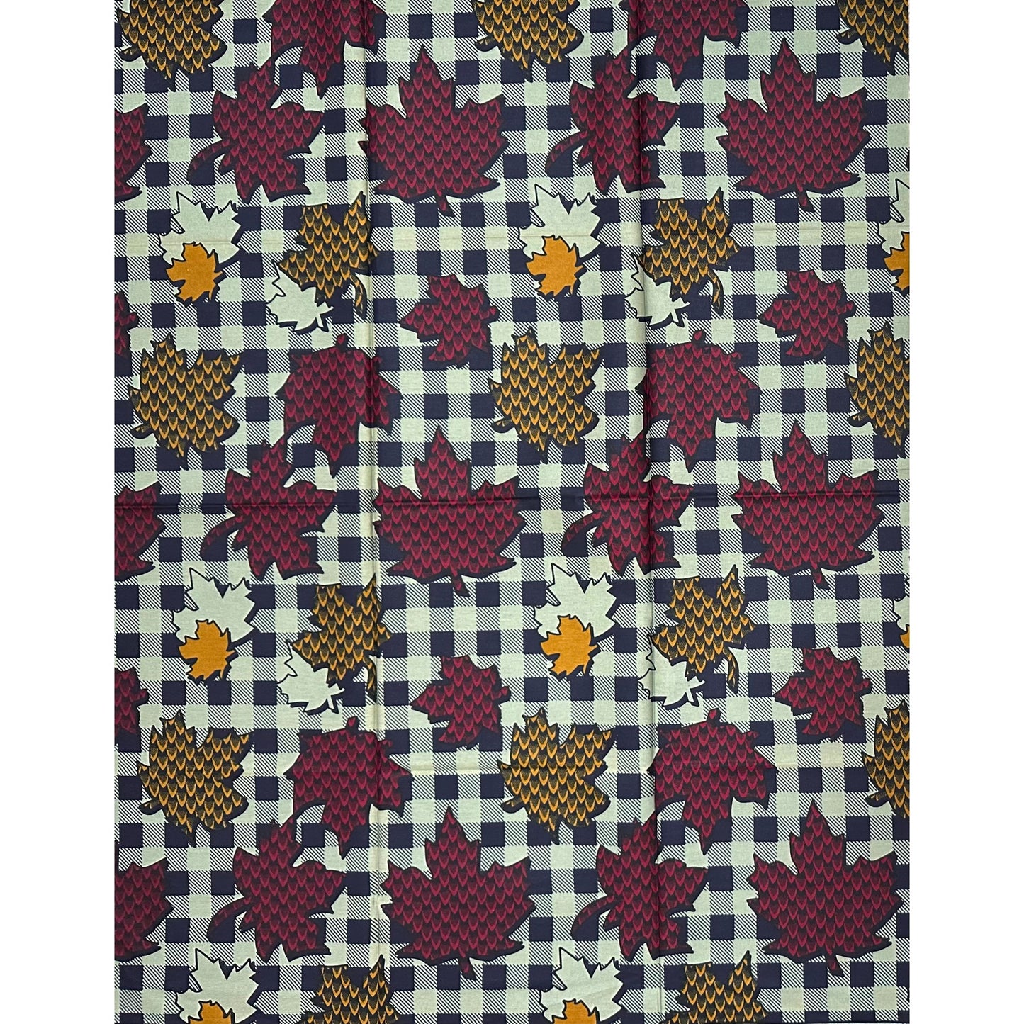 African Print Fabric/ Ankara - Gray, Brown, Red ‘Makeda Maple' Design, YARD