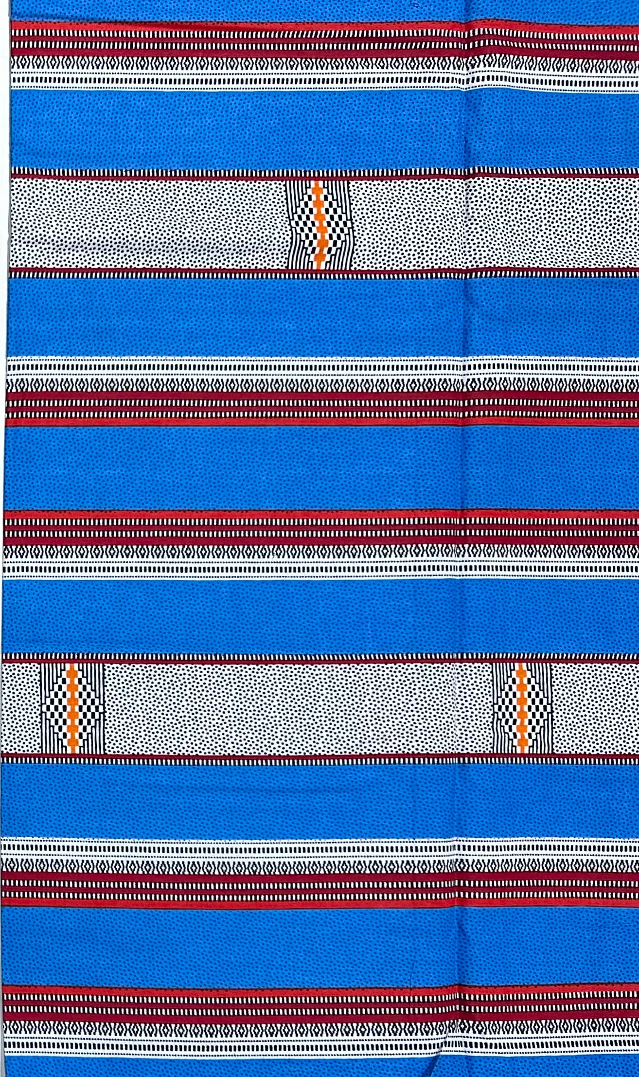 African Print Fabric/ Ankara - Blue, Black, Orange, Red 'Soft Static' Design, YARD or WHOLESALE