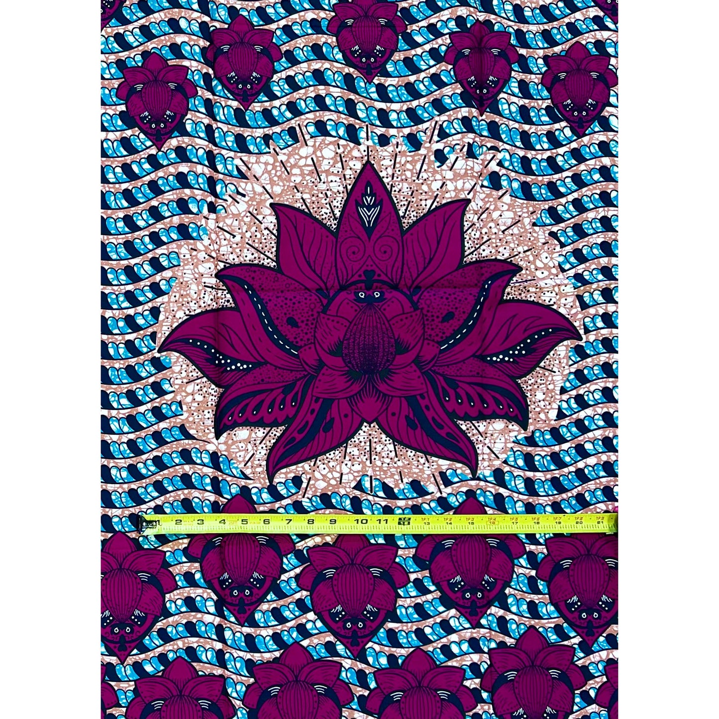 African Print Fabric/ Ankara - Purple, Brown, Blue “Sacred Waters”,  1 YARD