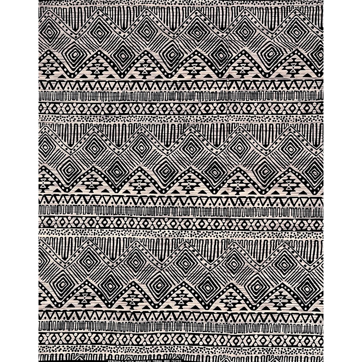 African Print Fabric/ Ankara - Beige, Black 'Essential Story’, YARD or WHOLESALE