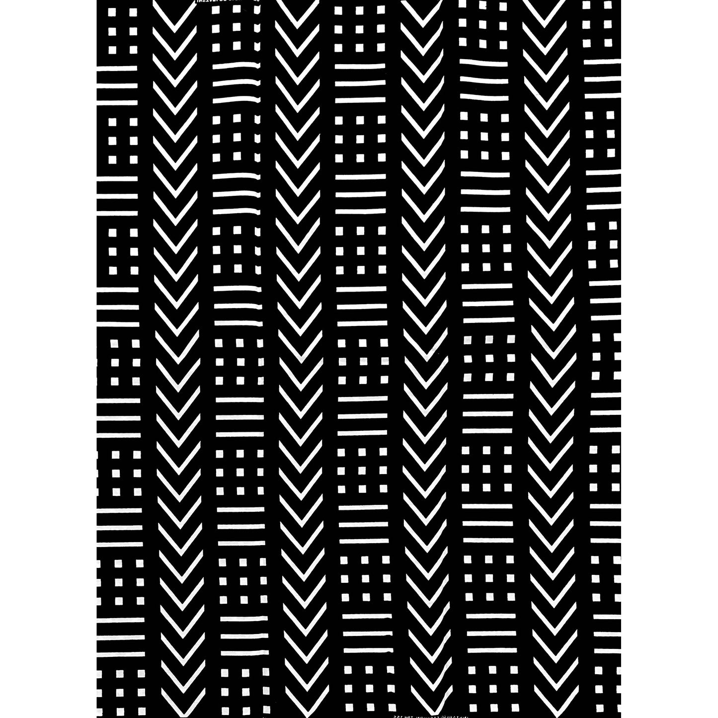 African Print Fabric/ Ankara - Black, White 'Dakar Dash’, YARD or WHOLESALE
