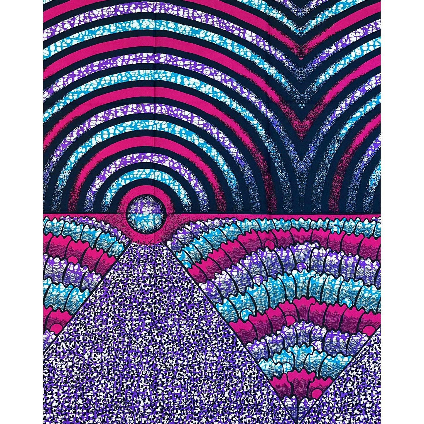 African Print Fabric/ Ankara - Purple, Pink, Teal, Blue 'Osupa Lau,' YARD